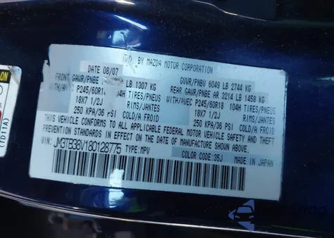 2008 Mazda Cx-9 Sport из США, поврежденный, VIN JM3TB38V180128775